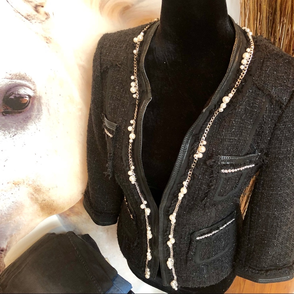 WHBM Tweed Embellished Jacket size small NWOT